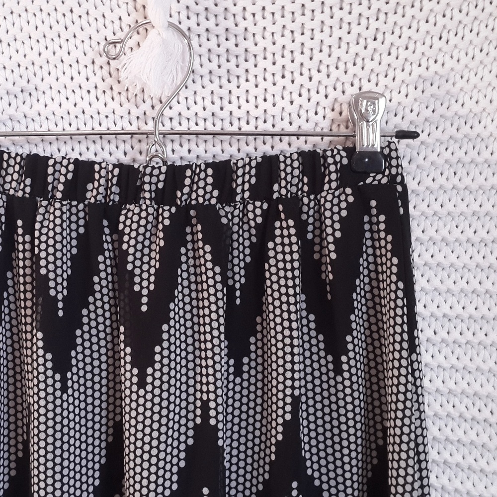 Black + White Polka Dot Chevron Maxi Skirt